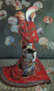 La Japonaise Camille Monet en traje japonés Pinturas al óleo